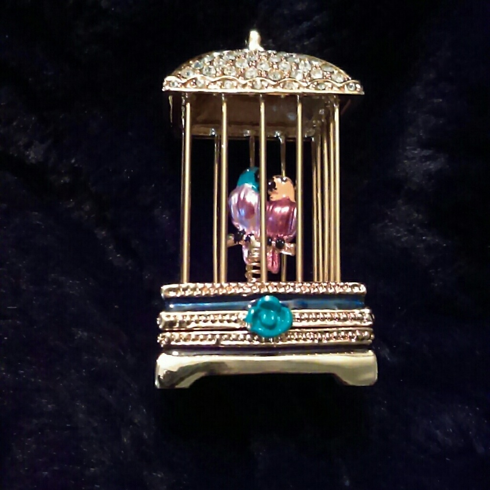 Australian Crystal Lovebirds Jewelry/Trinket Box